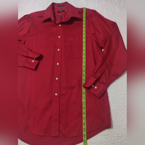 Izod deep red button down shirt. - Picture 4 of 8